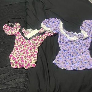 Floral Puff Sleeve Tops